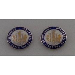 Wyoming COLLAR PINS 15/16" Silver state seal